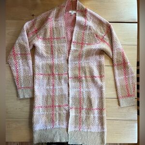 BP long cardigan pink plaid